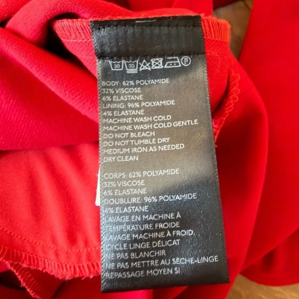 Black Halo Womens Size 8 Jumpsuit Red Ruffle Shoulder Formal Cocktail City Sleek
